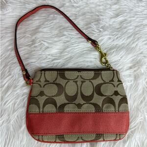 COACH Orange and Brown Signature Wristlet Wristlet